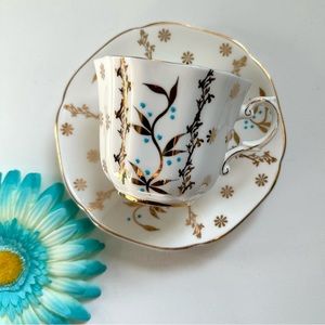 Vintage Teacup & Saucer - Blue Dots